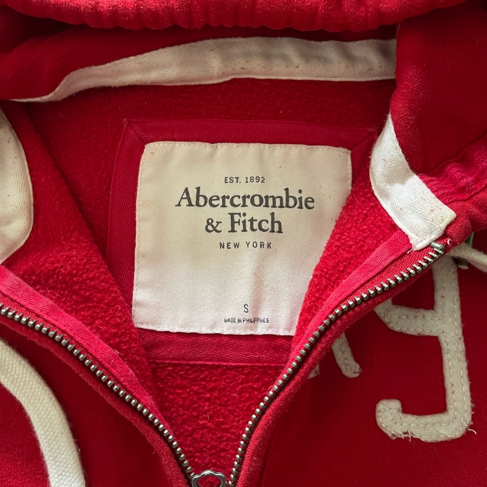 Abercrombie & Fitch Women Bright Red Zip-Up Hoodie - Picture 2 of 5